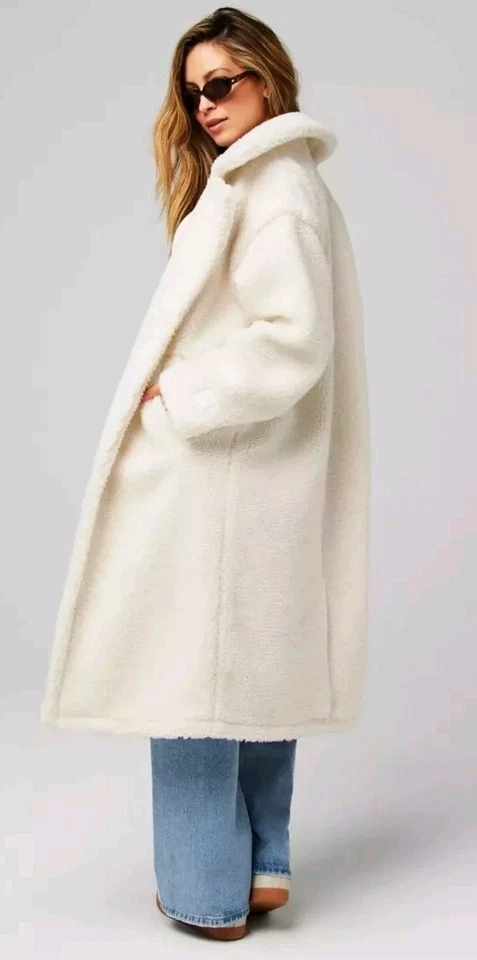 Faux Fur Sherpa Teddy Long Coat BONE Size 3x NEW!  - Image 1 of 3