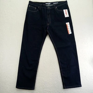 Wrangler Regular Fit Flex Jeans Mens 40x30 Straight Cotton Blend Dark NWT - Picture 1 of 9