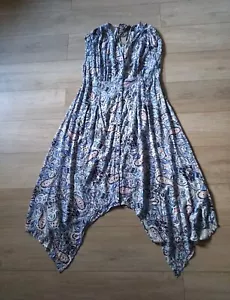 Peacocks Blue Multi Floral Paisley Print Midi Dress Flared Asymmetric Boho UK16 - Picture 1 of 20
