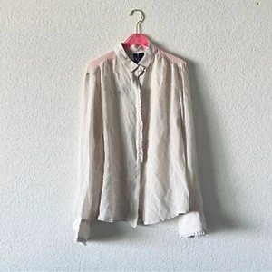 NWT Mango MNG Suit Silk Cream Long Sleeve Blouse Size 8 - Picture 1 of 12