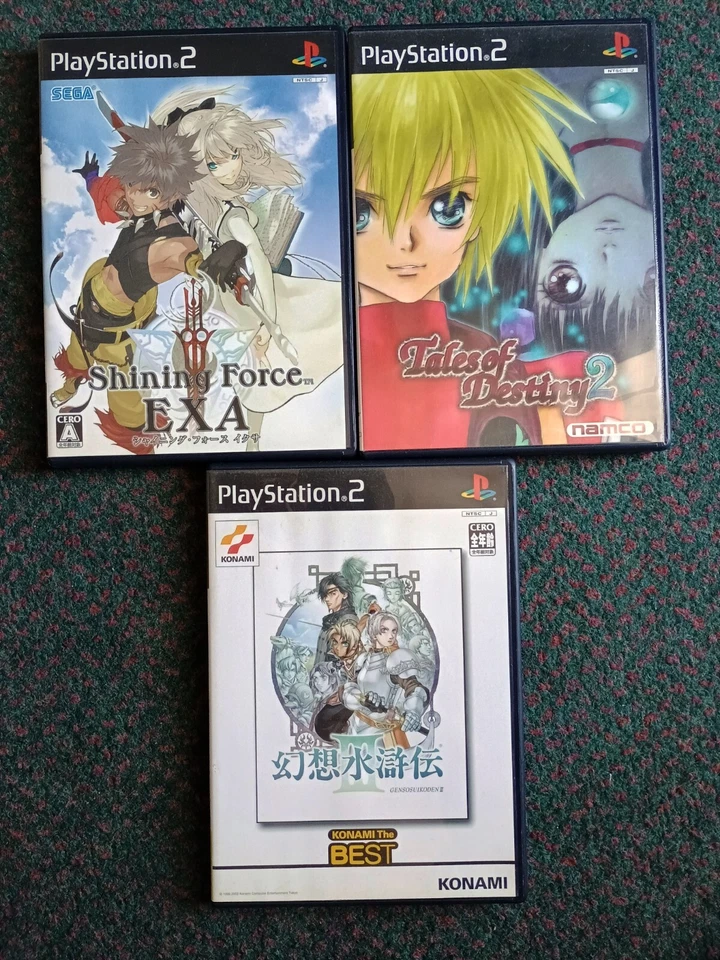 Lot of 3 PS2 games Genso Suikoden III, Shining Force  EXA, Tales of Destiny 2 - Image 1 of 3