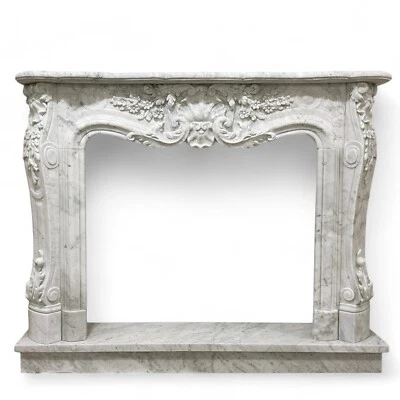 Luigi XVI Decorated Marble Fireplace Mantel L150 - Image 1 of 4