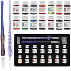 Glass Dip Calligraphy Pen Set, 18-Pieces 14 Color Inks, Pen Holder, Cleaning Cup