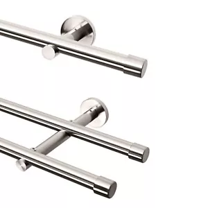 Gardinenstange Vorhangstange 20mm 1-läufig/2-läufig Edelstahl Design Metall DE - Bild 1 von 35