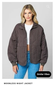 NWT Blank NYC Womens Jacket Size XL Snap Quilted Drop Shoulder Moonless Night - Picture 1 of 11