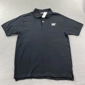 Caterpillar Polo Shirt Mens Large Black Short Sleeve Cotton Embroidered Logo - Picture 1 of 8