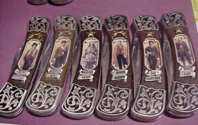 FRANKLIN MINT 6 WEASTERN - COLLECTOR KNIFES WITH TAGS AND POUCHS - Image 1 of 4