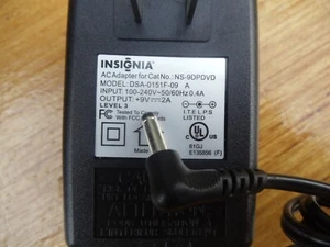Genuine NS-9DPDVD INSIGNIA 9V 2A AC DC Adapter DVE DSA-0151F-09 A - Picture 1 of 6