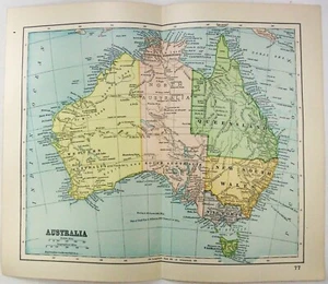 Australien - Original Karte von 1893 von Dodd Mead & Company. Antik - Bild 1 von 3