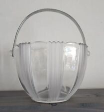 Vintage Fostoria Depression Glass Sunray Clear Ice Bucket & Handle 4.5”H X 6” D