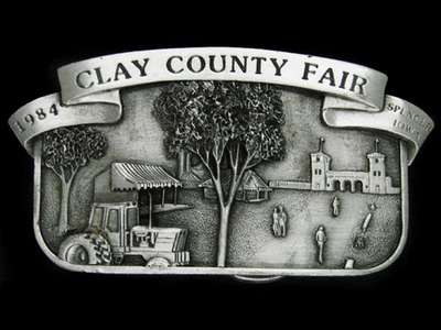 TH11130 *NOS* VINTAGE 1984 **CLAY COUNTY FAIR SPENCER IOWA** HEBILLA DE CINTURÓN Foto 1 de 3