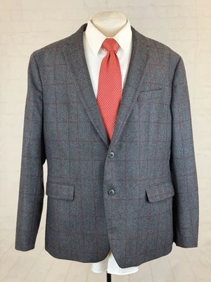 Banana Republic Men's Dark Gray Plaid Vitale Canonico Barberis Wool Blazer 48R - Image 1 of 4