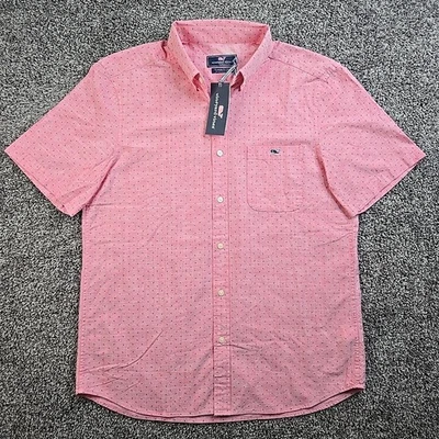 Camisa Vineyard Vines Hombre Mediana Micro Rayas Velas Calce Clásico Nueva con Etiquetas Manga Corta Foto 1 de 4