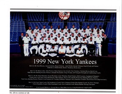 Lote de 4 fotos del equipo de la Serie Mundial 1999 de los Yankees reimpresión de NY Daily News ~ Mo Rivera Foto 1 de 2