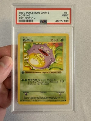 1999 Pokemon - 1st Edition Shadowless Koffing Base Set 51/102 PSA 9 Mint! WOTC - Image 1 of 4