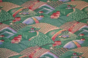 Cotton fabric, country landscape print, 43" x 2.3 yards, preshrunk - Picture 1 of 6