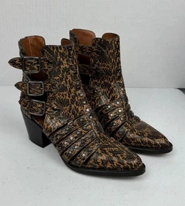 Coach Phoebe Burnt Sienna Leather Snakeskin Studs Buckle Zip Women’s Booties 6B - Picture 1 of 20