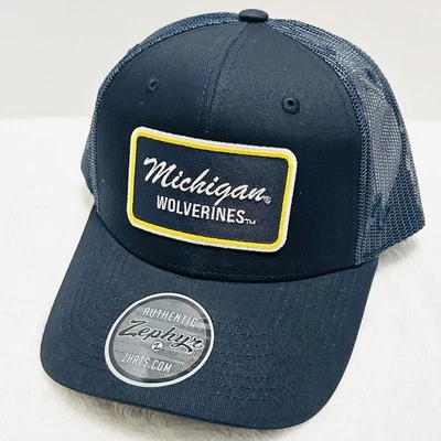 Zephyr Michigan Wolverines Script Trucker Hat Cap Adjustable Snapback Blue NCAA - Image 1 of 4