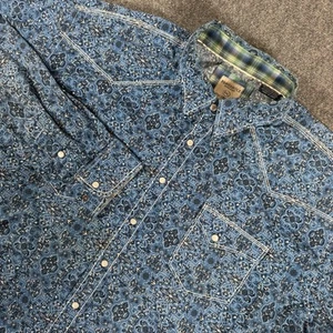 Panhandle Rough Stock Shirt Men 2XL Blue Paisley Pearl Snap Cowboy Western - Picture 1 of 11