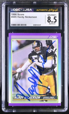 Hardy Nickerson Signed 1990 Score Card #495 Pittsburgh Steelers CGC 8 JSA 9 Auto - Image 1 of 2
