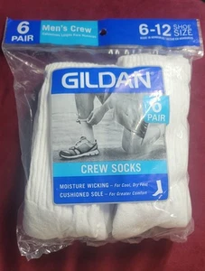 NWT Gildan White Crew Socks Size 6-12 - Picture 1 of 2