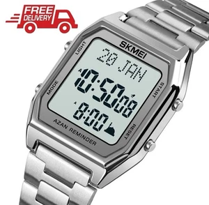 Muslim Watch For Prayer with Azan Qibla Compass and Hijri Fajr Time Wristwatch - Picture 1 of 3