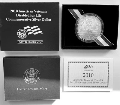 2010-W American Veterans Disabled for Life Commemorative Silver Dollar UNC #3 - Image 1 of 2