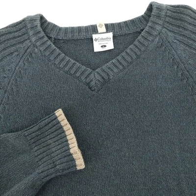 Columbia Sportswear Company Hombres L Cuello en V Tejido Suéter Azul Gris Pullover - Defecto Foto 1 de 4