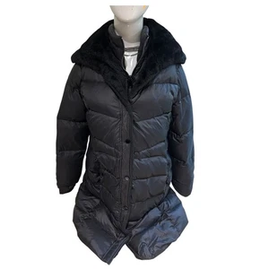 Luxe Essentials Denim LED Pato Plumón Negro Cremallera Botón Invierno Chaqueta Cálida talla Pequeña - Imagen 1 de 6