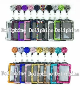 Bling Multi-Colors Rhinestone Retractable Reel with Vertical Badge Holder - Picture 1 of 23