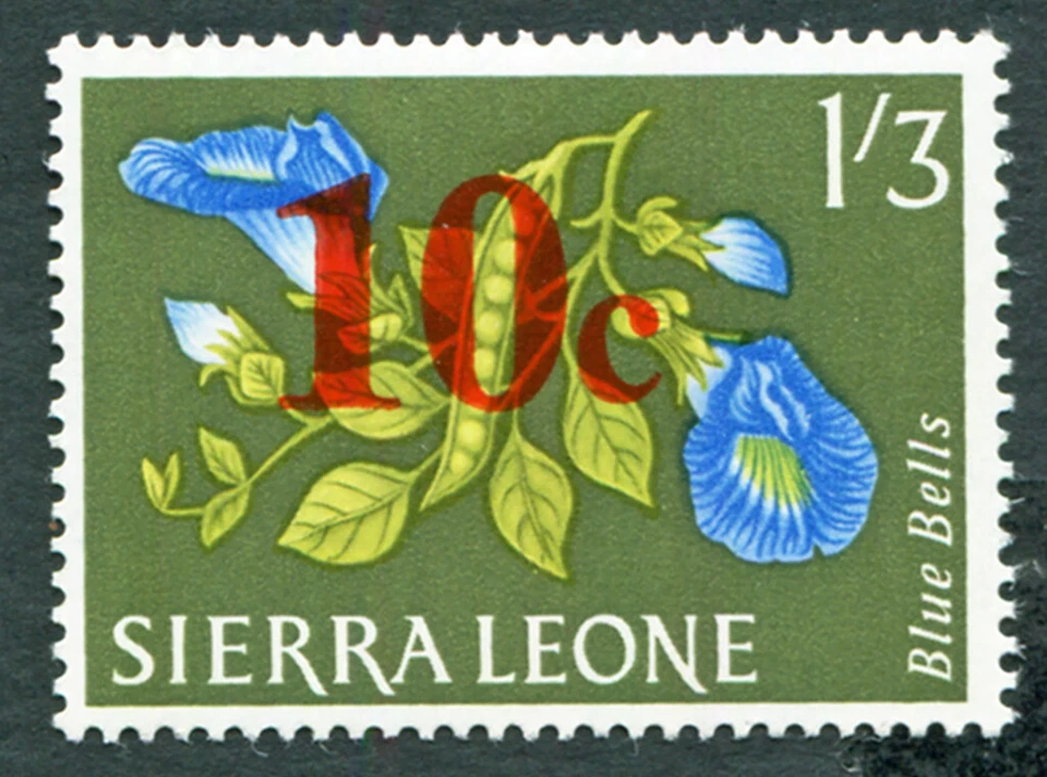 SIERRA LEONE 1964-66 10c on 1s3d SG318 mint MH FG Decimal Currency Flowers b C01 - Image 1 of 1