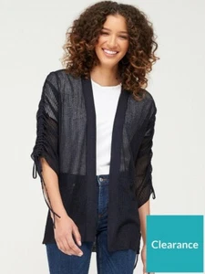 V By Very Mesh Ruched Sleeve Cardigan Navy Blue Size Uk 10. - Picture 1 of 15