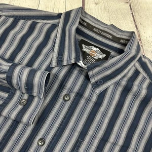 Camicia grigia uomo taglia L Harley Davidson ricamata con bottoni e tasche - Foto 1 di 13