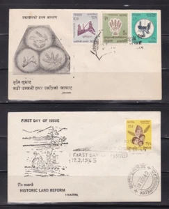 1965 Nepal First Day Covers Stamps #179, 180, 181 & 182 Land Reform Unaddressed - Picture 1 of 2