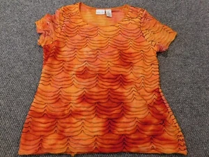 Kim Rogers Womens Blouse PL Petites orange pullover stretch ruffles - Picture 1 of 10
