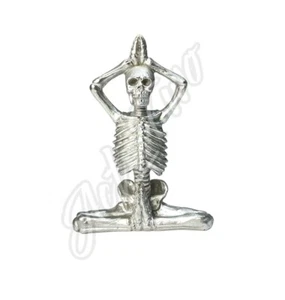 Halloween 5" Yoga Silber Skelett Yogi Harz Yoga Statuen Dekor NEU - Bild 1 von 6