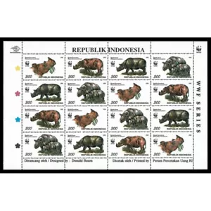 FR3333 - 1996 Indonesia WWF Rhinoceros Mini Sheet - Picture 1 of 1