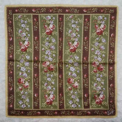 M328 Kenzo Flor Algodón Cuadros Azul Bufanda Bufandas Bolsillo Cuadrado 18" X 18" Foto 1 de 4