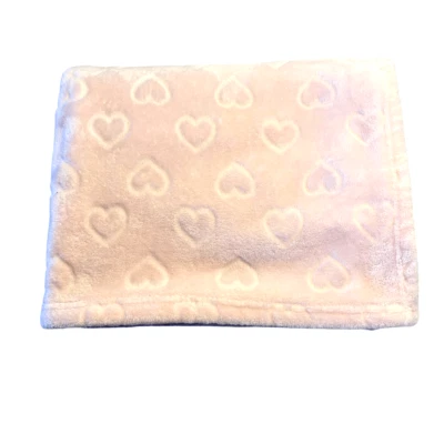 Dillard’s Starting Out Baby Blanket Embossed Hearts Soft Plush Pale Pink 30x40" - Image 1 of 2