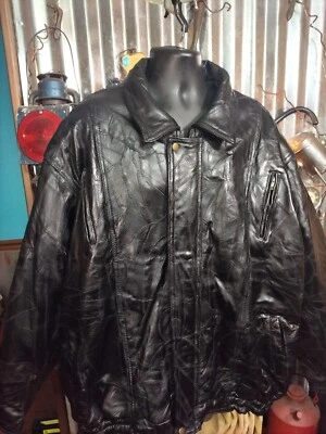 Chaqueta de cuero de piel de cordero negra vintage para hombre (Maxam mosaico italiano) 3XL - rara casi nueva Foto 1 de 4