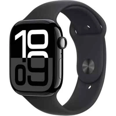Apple Watch Series 10 GPS MWWF3QF/A 42 mm Jet Black Schwarz Sport Band M/L NEU - Bild 1 von 4