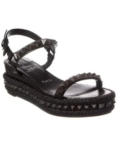 NUOVE SCARPE Christian Louboutin Pyraclou 60 nere glitter borchie plateau TAGLIA 35 - Foto 1 di 2