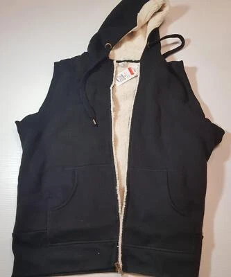 Chaleco de peluche Sherpa con capucha y cremallera polar cepillado Target negro talla 18 Foto 1 de 4