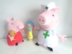 Paar Peppa Pig große Plüschtiere + Musikmikrofon singen und lernen - Bild 1 von 8