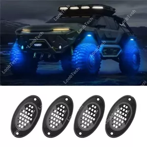 LED Chassis Lights For Pickup Off Road Jeep SUV Underbody Glow Rock Lights-Blue - Picture 1 of 13