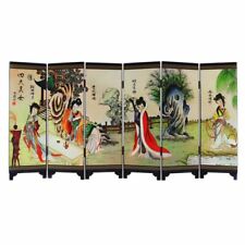 Chinese six panel glossy tabletop screen featuring The Four Beauties 