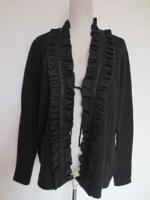 passport Strickjacke 44 schwarz Rüschen-Revers mit Mohair TIP TOP  /E - Bild 1 von 4