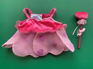 Build a Bear Full Size Teddy Bear Clothing - Fuchsia Pink Heart Dress - EUC - Picture 1 of 1