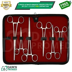 6-Piece Ultimate Hemostat Forceps Set Fishing Pliers FREE Case Kit-2 German Gr - Picture 1 of 8