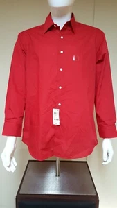 ClubRoom 16.5 32/33 Men'S Slim-Fit Red Long-Sleeve Button Dress Shirt - Picture 1 of 4